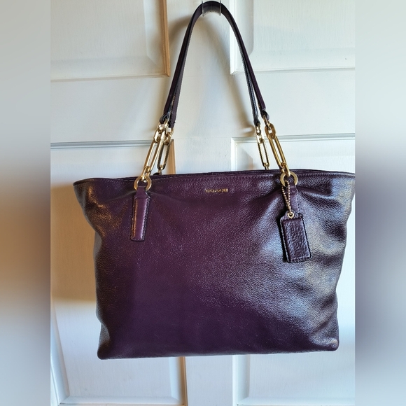 Coach Handbags - Coach East West Madison Large EggplantTote Bag Leather H1376-26769 W Coach CHARM